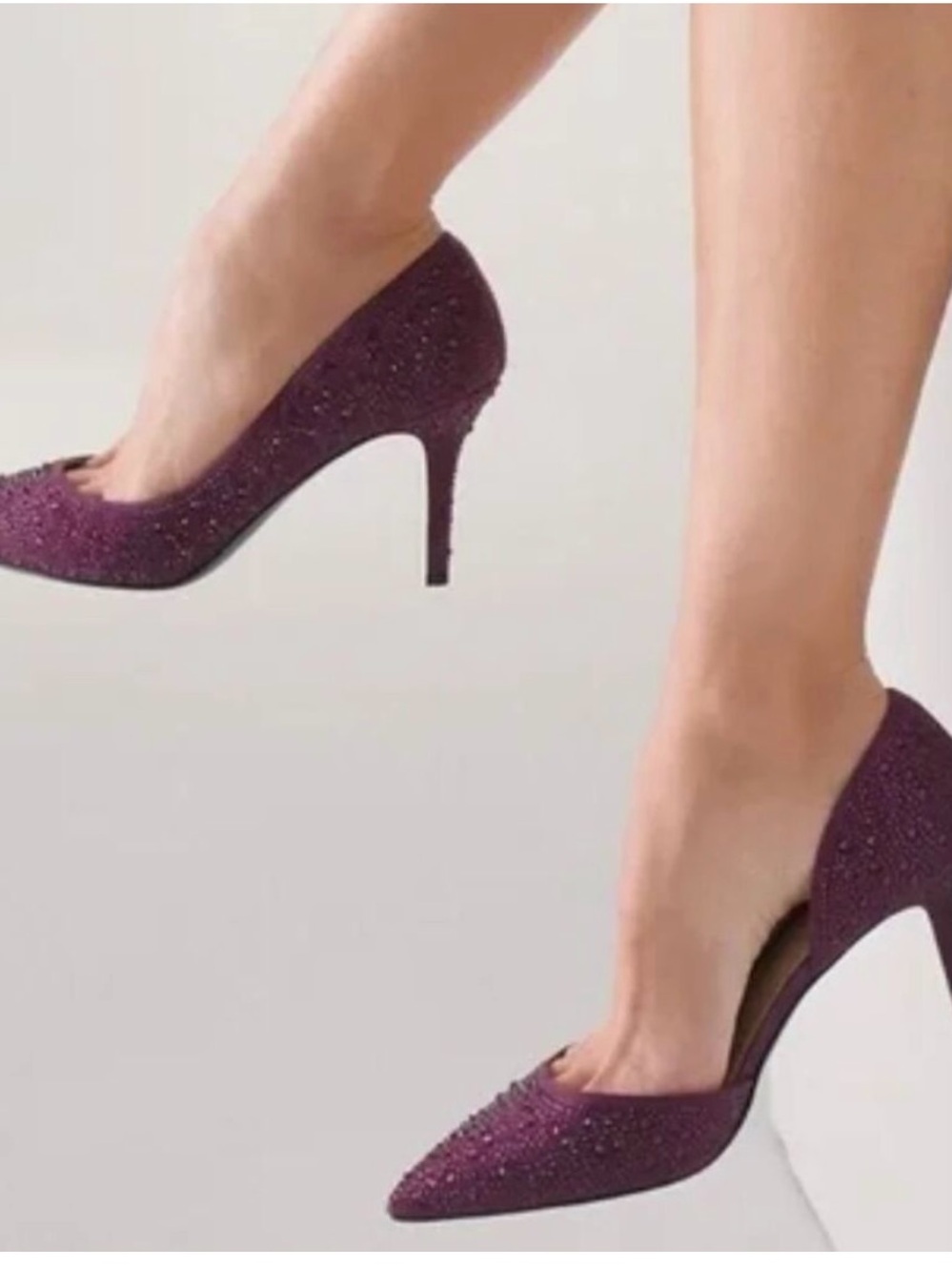 White House Black Market Plum Crystal Embellished Pointed-Toe Heels